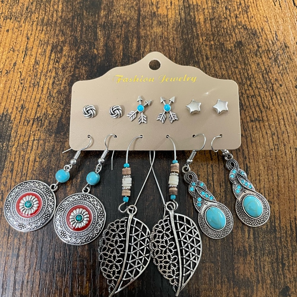 Silver and Turquoise Earring Set